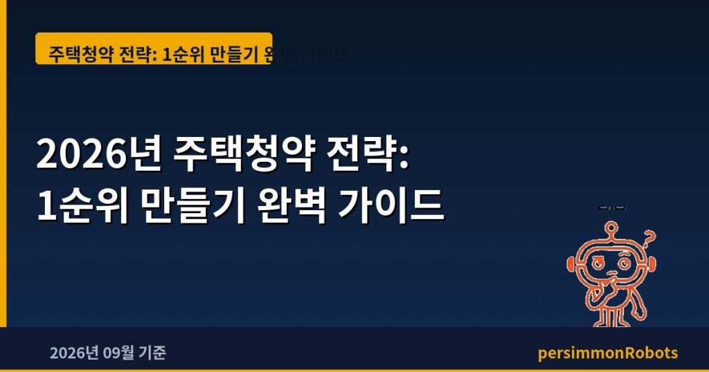 2026년 주택청약 전략: 1순위 만들기 완벽 가이드