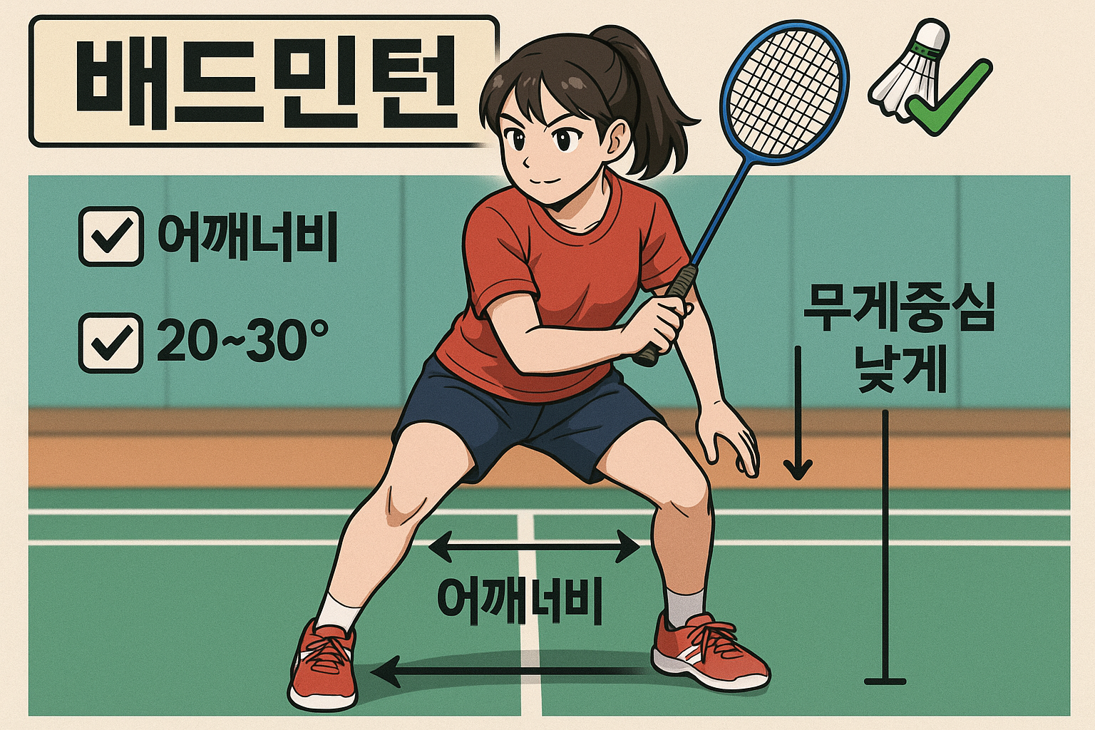 배드민턴 기본 준비 자세