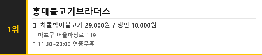 홍대 맛집 식당정보카드