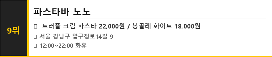 신사 가로수길 맛집 식당정보카드