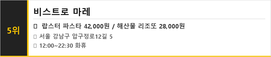 신사 가로수길 맛집 식당정보카드