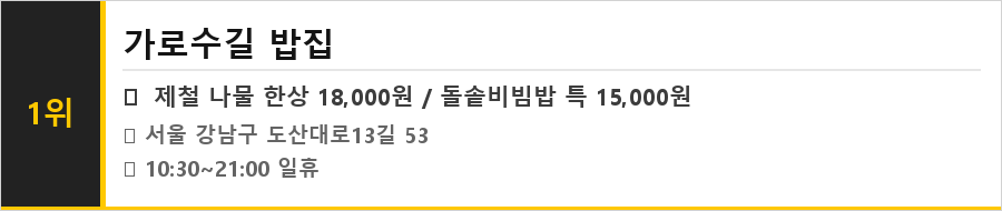 신사 가로수길 맛집 식당정보카드