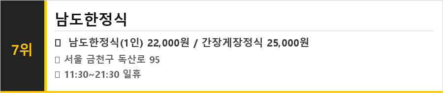 독산동 맛집 식당정보카드