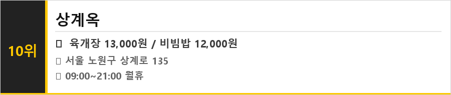 상계동 맛집 식당정보카드