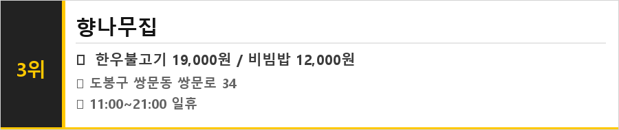 쌍문동 맛집 식당정보카드
