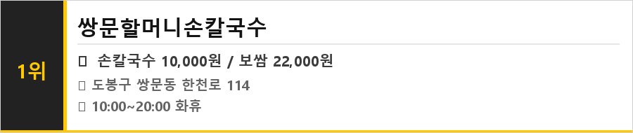쌍문동 맛집 식당정보카드
