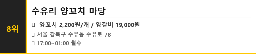 강북구 수유동 맛집 식당정보카드