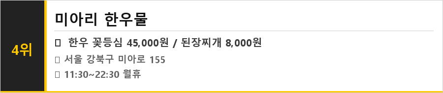 미아사거리 맛집 식당정보카드