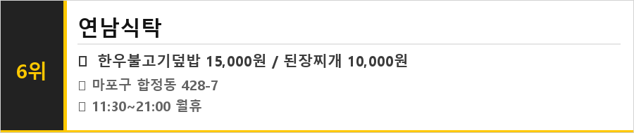 합정역 맛집 식당정보카드