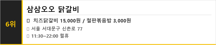 신촌 맛집 식당정보카드