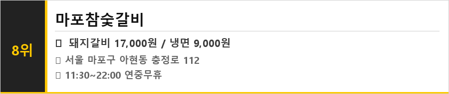 마포구 아현동 맛집 식당정보카드