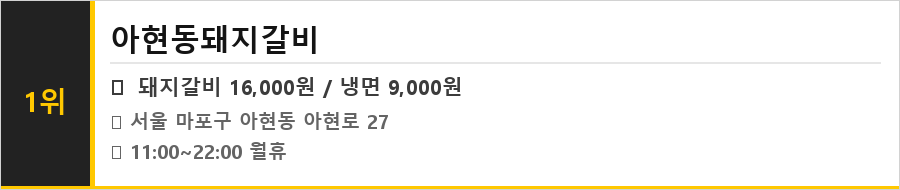마포구 아현동 맛집 식당정보카드
