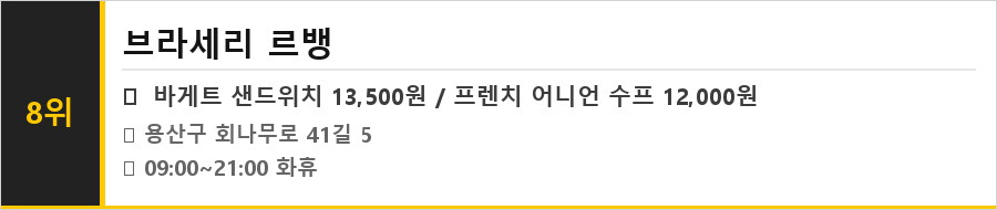 경리단길 맛집 식당정보카드
