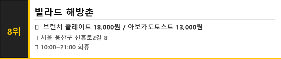 해방촌 맛집 식당정보카드