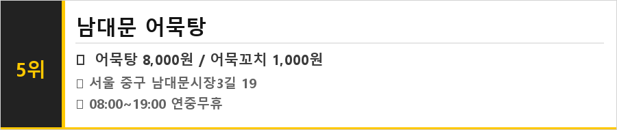남대문시장 맛집 식당정보카드