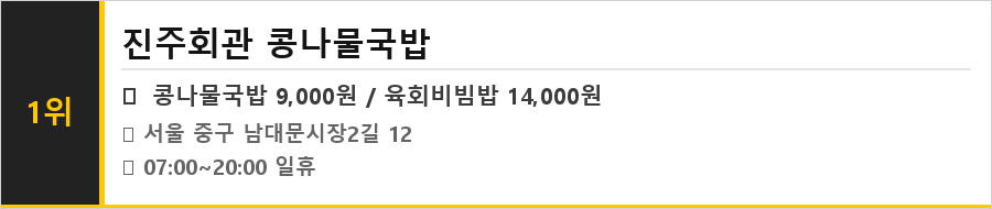남대문시장 맛집 식당정보카드