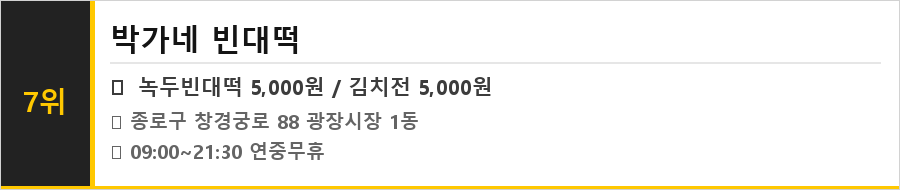광장시장 맛집 식당정보카드
