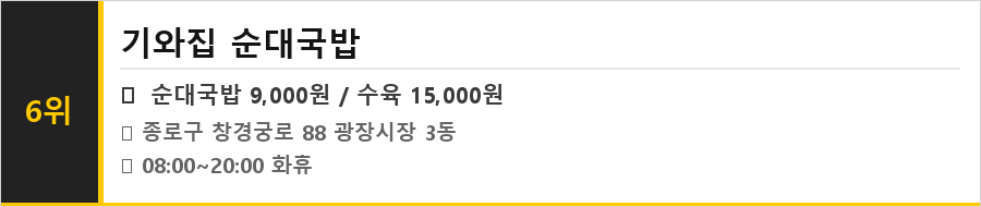 광장시장 맛집 식당정보카드