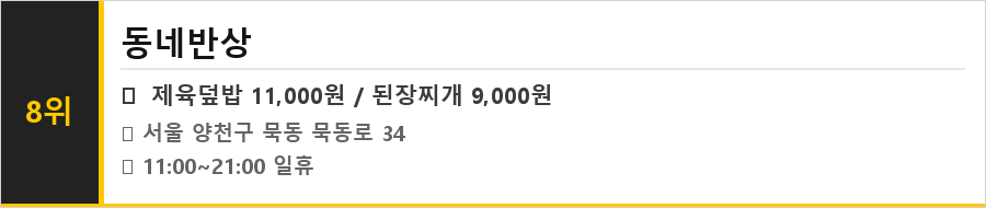 묵동 맛집 식당정보카드