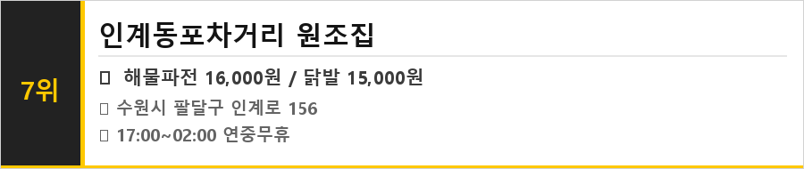 수원 인계동 맛집 식당정보카드