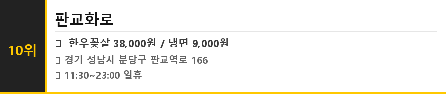 성남 판교 맛집 식당정보카드
