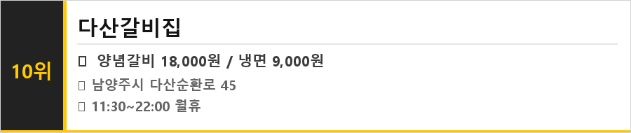 남양주 다산 맛집 식당정보카드