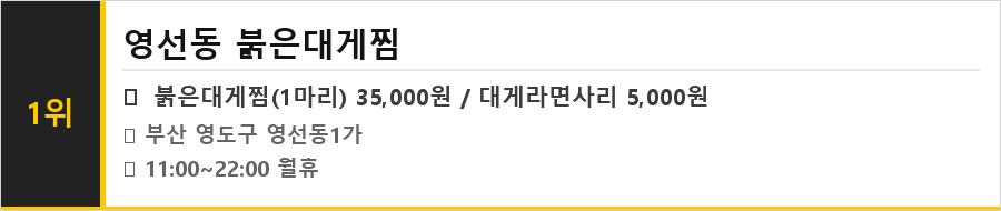 부산 영도 맛집 식당정보카드