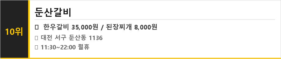 대전 둔산동 맛집 식당정보카드