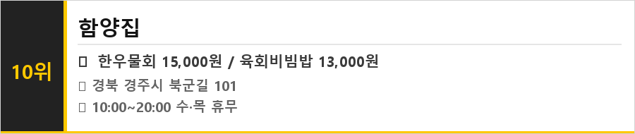 경주 보문단지 맛집 식당정보카드