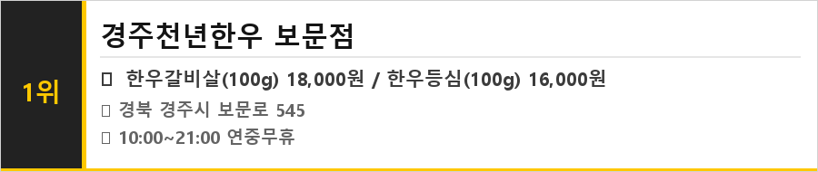 경주 보문단지 맛집 식당정보카드