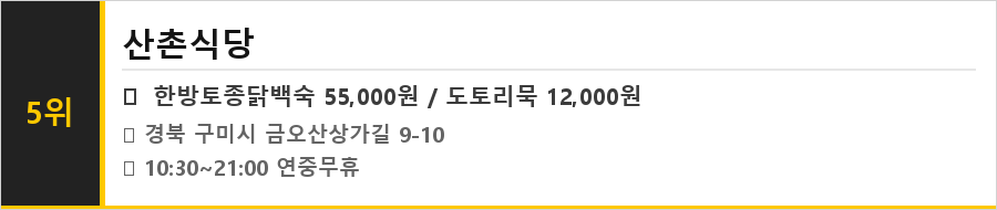 구미 맛집 식당정보카드