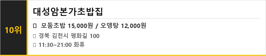 김천 맛집 식당정보카드