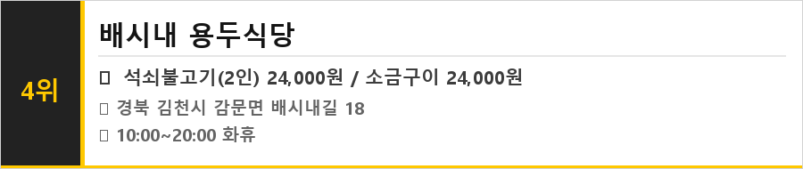 김천 맛집 식당정보카드
