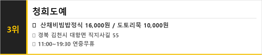 김천 맛집 식당정보카드