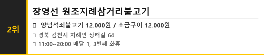 김천 맛집 식당정보카드