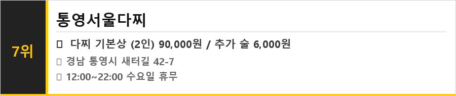 통영 맛집 식당정보카드