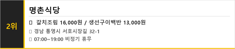 통영 맛집 식당정보카드
