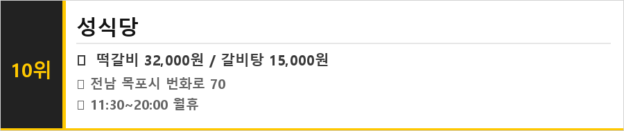 목포 원도심 맛집 식당정보카드