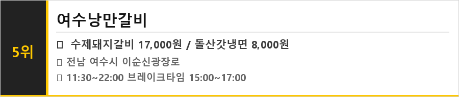 여수 맛집 식당정보카드