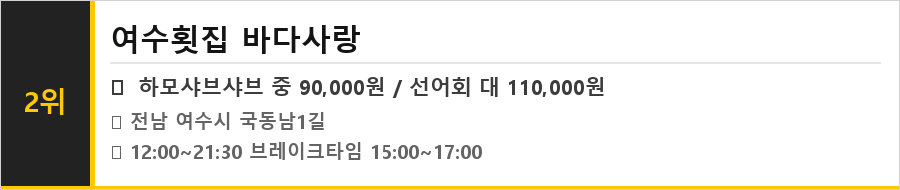 여수 맛집 식당정보카드
