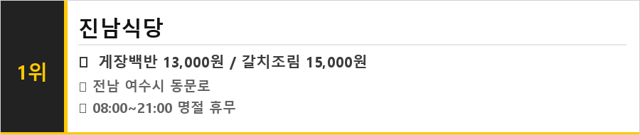 여수 맛집 식당정보카드