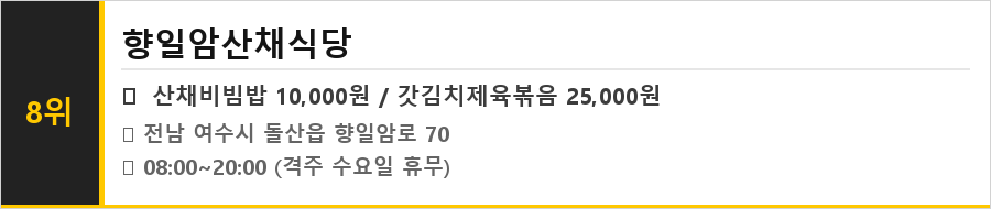 여수 돌산도 맛집 식당정보카드
