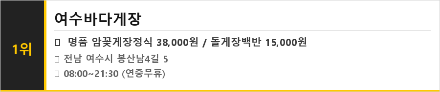 여수 게장골목 맛집 식당정보카드