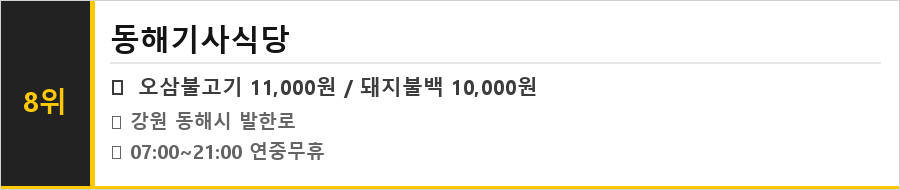 동해 맛집 식당정보카드