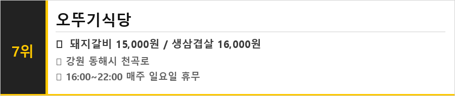 동해 맛집 식당정보카드