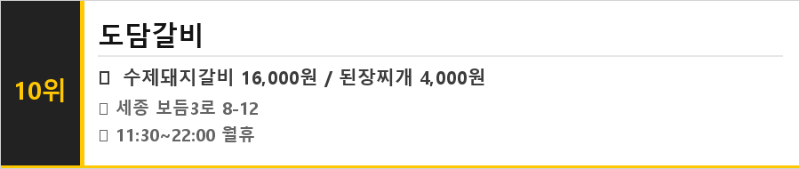 세종시 맛집 식당정보카드