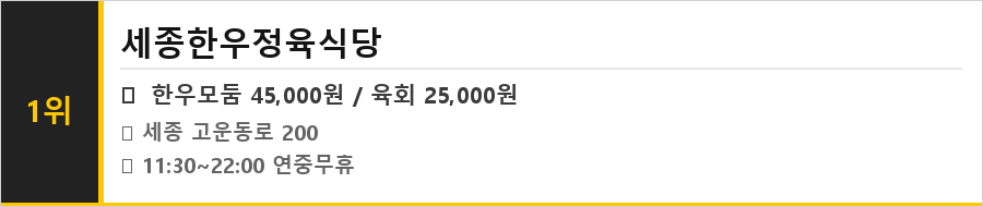 세종 고운동 맛집 식당정보카드