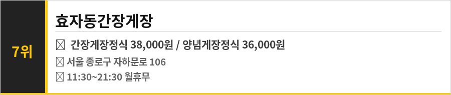 경복궁역 맛집 BEST 10 식당정보카드