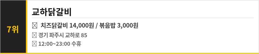 파주 교하 맛집 식당정보카드
