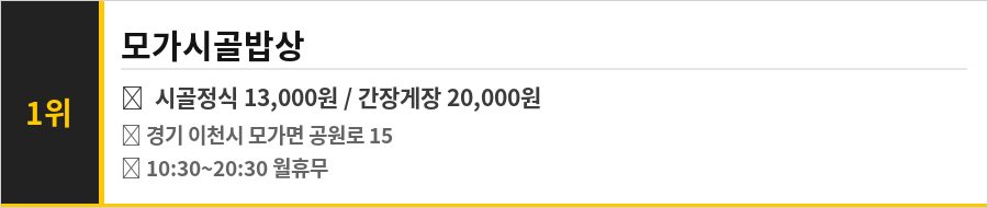 이천 모가면 맛집 식당정보카드